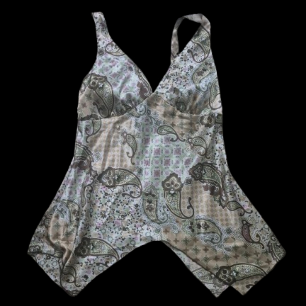 Vintage Y2K Paisley Print Sleeveless Top by First Kiss